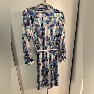 J. Crew Blue and White Floral Long Sleeve Dress